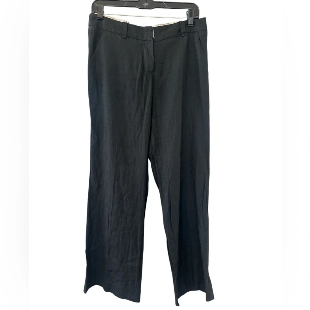 Tory Burch Wide Leg Black Linen Pants